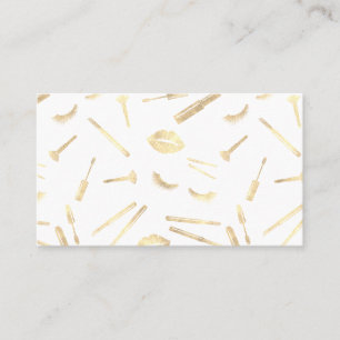 Carte De Visite GOLD FOIL maquillage artiste lashes lèvres rouge à