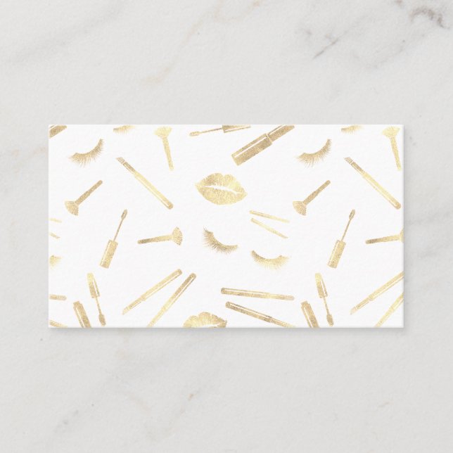 Carte De Visite GOLD FOIL maquillage artiste lashes lèvres rouge à (Devant)