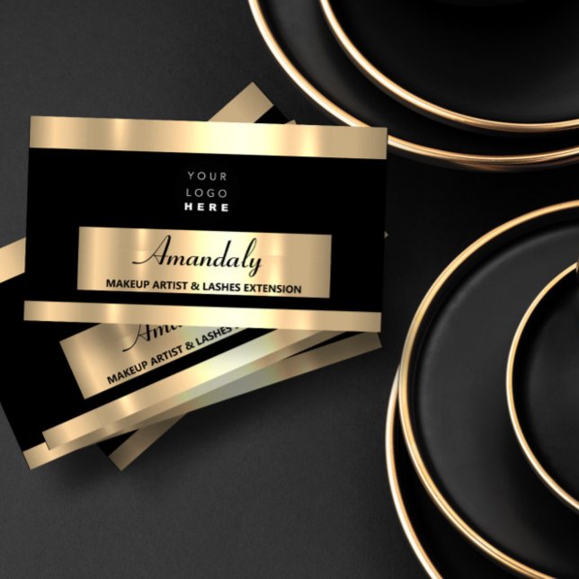 Carte De Visite Gold Frame Mode Beauté Boutique Noir Blanc (Gold Frame Fashion Beautique Shop Black White Business Card)