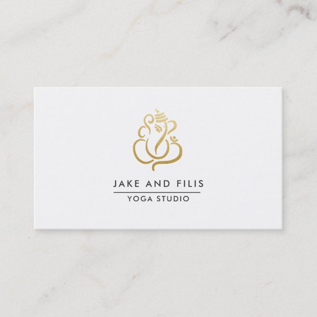 Carte De Visite Gold Ganesh Indian God Yoga Studio (Devant)