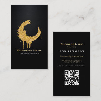 Carte De Visite Gold Glitter Swirl • Custom Editable Black Carbon