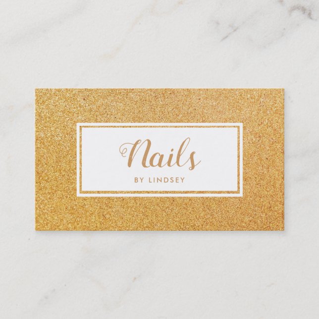 Carte De Visite Gold Golden Sparkle Parties scintillant à ongles A (Devant)