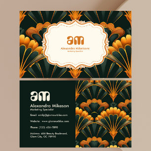 Carte De Visite Gold Green Elegant Art Déco Professionnel