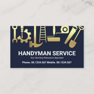 Carte De Visite Gold Handyman Outils de construction Accueil Rénov