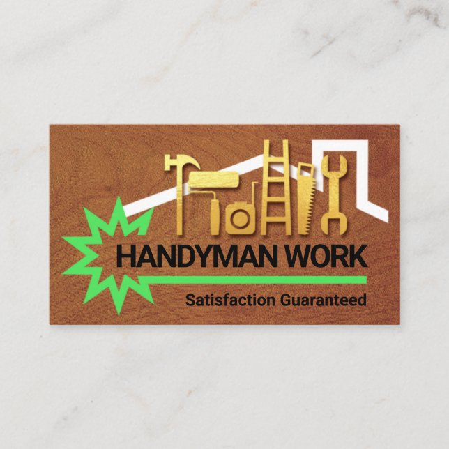 Carte De Visite Gold Handyman Outils Roof Star Bordure (Devant)