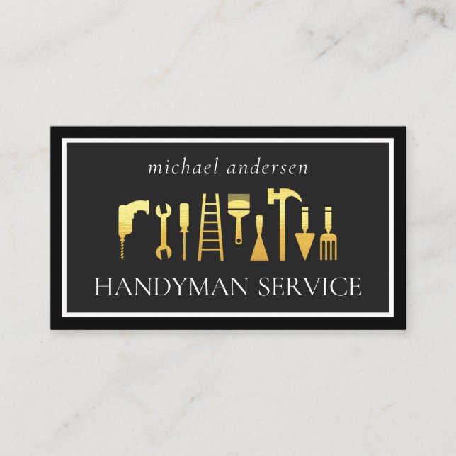 Carte De Visite Gold Handyman Tools Frame (Devant)