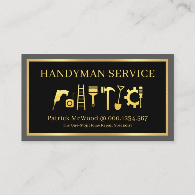 Carte De Visite Gold Handyman Tools Home Repairs (Devant)