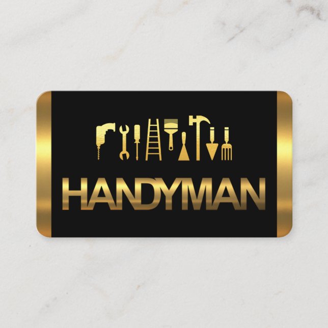 Carte De Visite Gold Handyman Tools On Gold Layers (Devant)