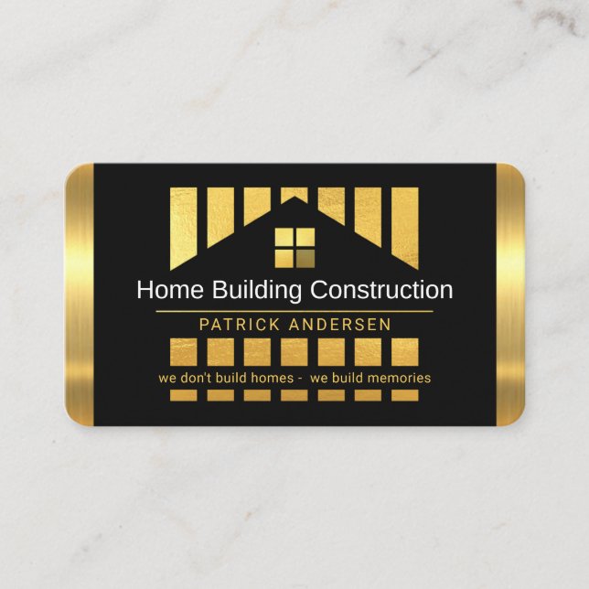 Carte De Visite Gold Home Building Silhouette Construction Piling (Devant)