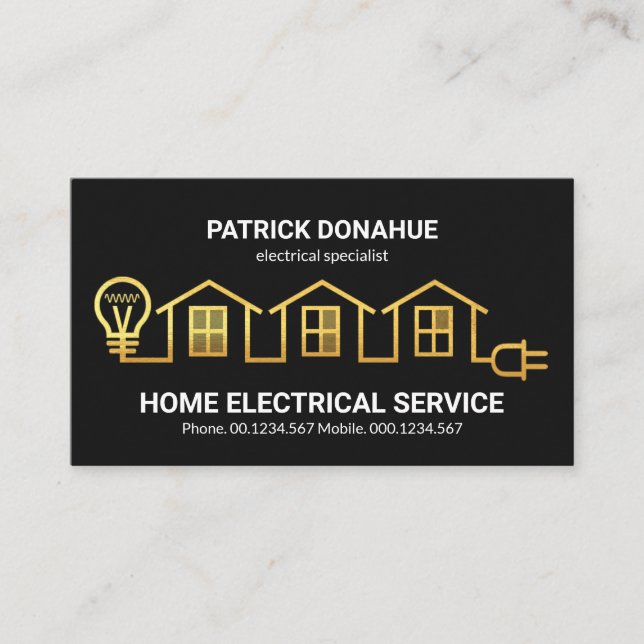 Carte De Visite Gold Home Circuit Wiring Entrepreneur électrique (Devant)