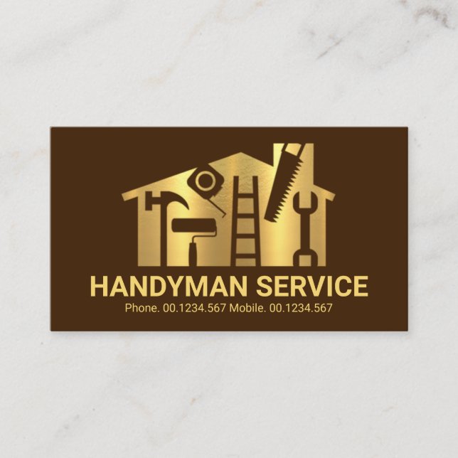 Carte De Visite Gold Home Handyman Tools Builder (Devant)