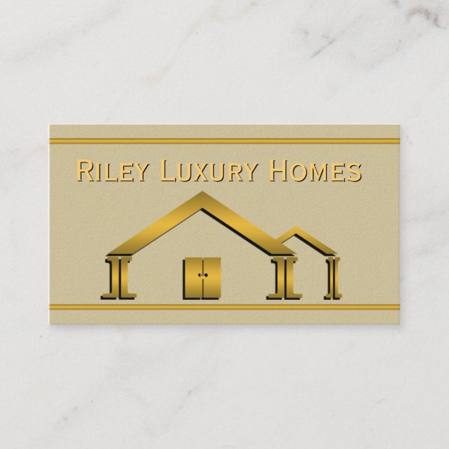 Carte De Visite Gold Home Icon Stucco Construction et construction (Devant)