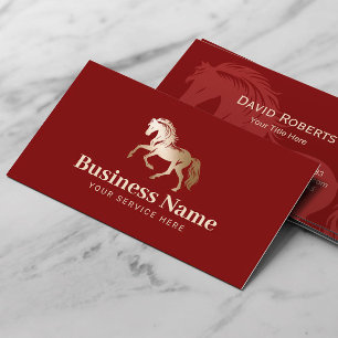 Carte De Visite Gold Horse Logo Equestria Pony Club Red Equine
