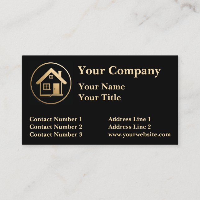 Carte De Visite Gold House Logo Agent immobilier (Devant)