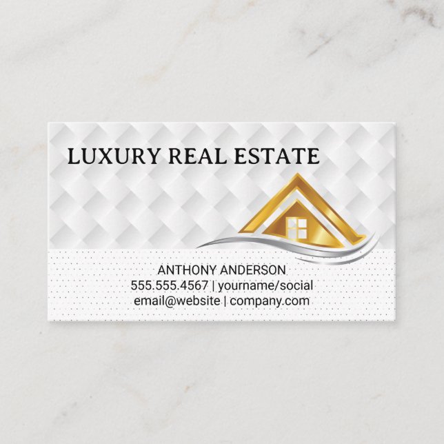 Carte De Visite Gold House Logo | Real Estate Logo (Devant)
