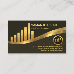 Carte De Visite Gold Investment Uptendance Share Graph Wave Financ