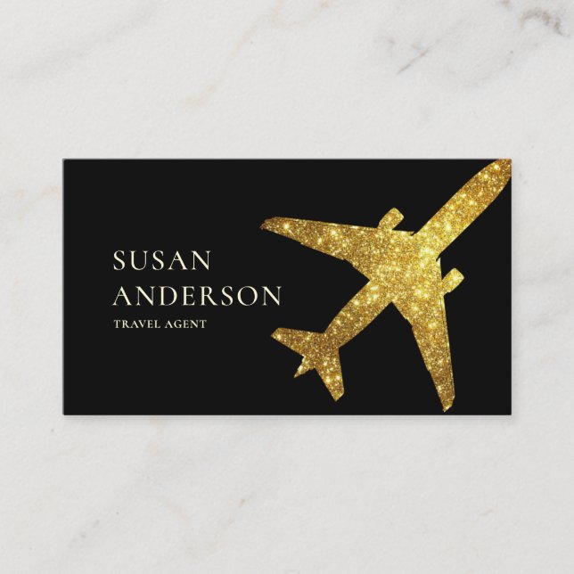 Carte de visite Gold Jet - Design de voyage de lux (Devant)