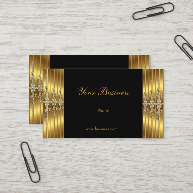 Carte De Visite Gold Jewel Black Elegant Classy (Devant/Arrière en situation)