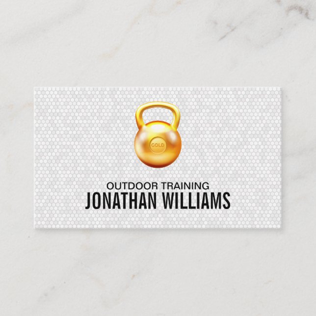 Carte De Visite Gold Kettle Bell Logo | Fitness (Devant)