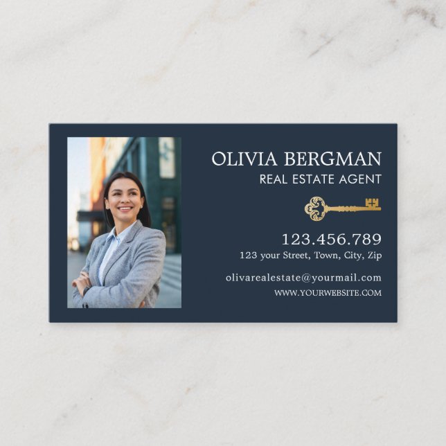 Carte De Visite Gold Key Professional Immobilier Photo verticale (Devant)