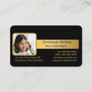 Carte De Visite Gold Key Real Estate Agent Ajouter une photo noir