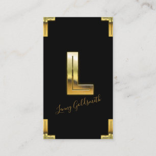 Carte de visite Gold L initial et bordures