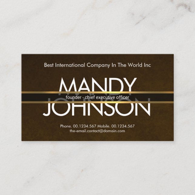 Carte De Visite Gold Lines Placer Exquis Brown Grunge PDG (Devant)