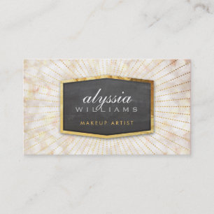 Carte De Visite GOLD LOGO art déco élégant sunburst gris bokeh