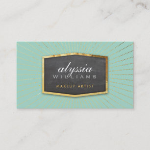 Carte De Visite GOLD LOGO art déco élégant sunburst gris menthe