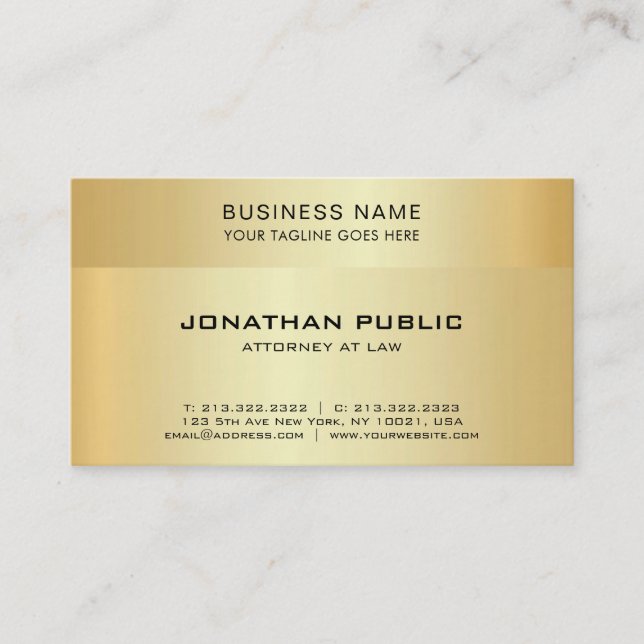 Carte De Visite Gold Look avocat professionnel en droit avocat (Devant)