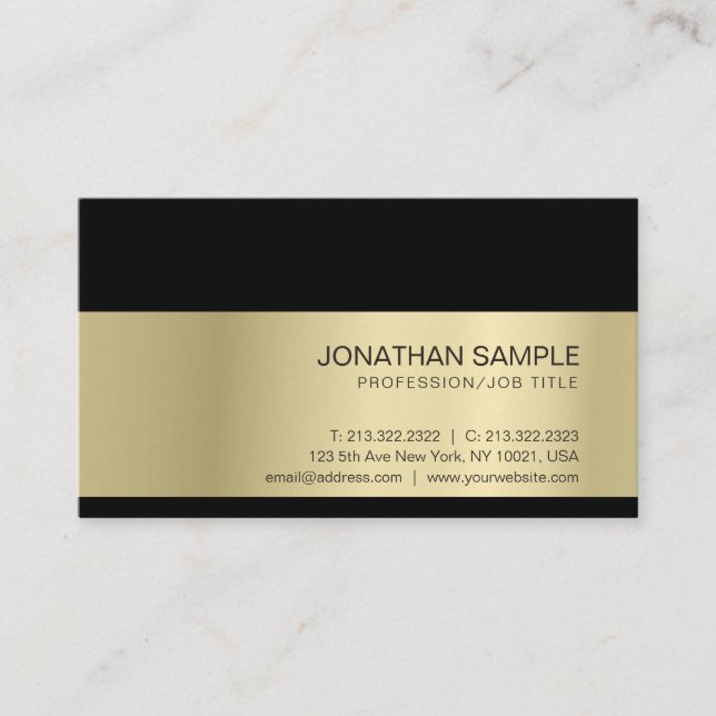 Carte De Visite Gold Look Elegant Moderne Créative Professionnelle (Devant)