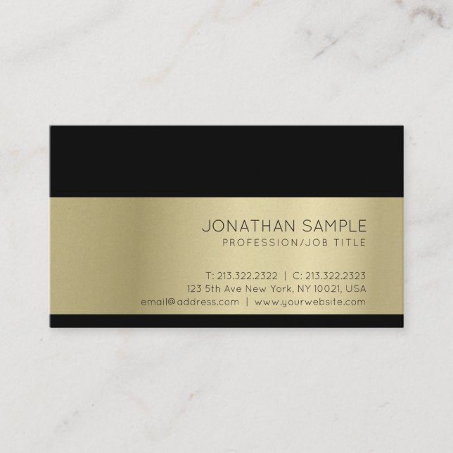 Carte De Visite Gold Look élégant moderne professionnel luxe (Devant)