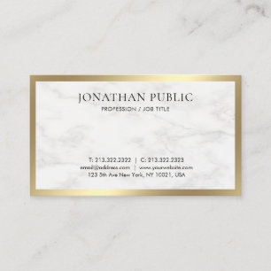 Carte De Visite Gold Look Marbre blanc élégant Modèle moderne
