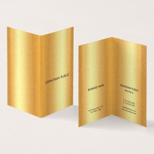 Carte De Visite Gold Look Moderne Design simple Modèle élégant (Intérieur et extérieur)