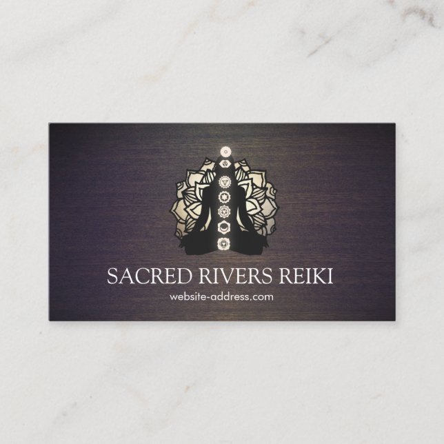 Carte De Visite Gold Lotus et Chakras Energy Healer et Yoga (Devant)