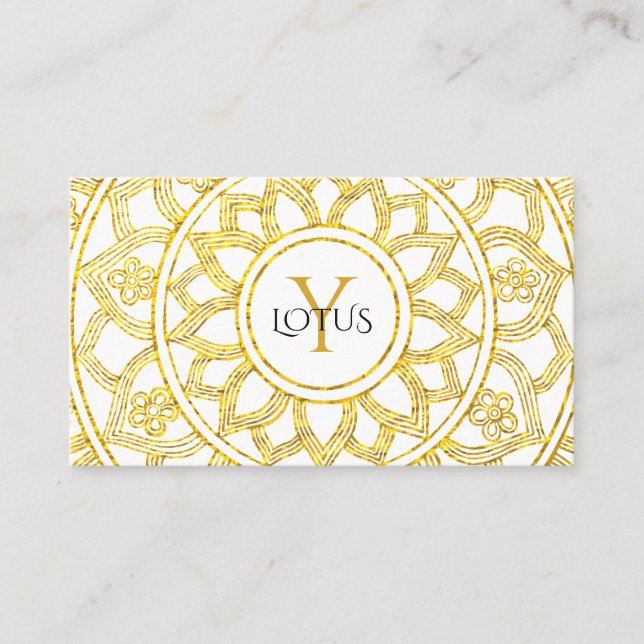 Carte De Visite Gold Lotus Floral Mandala Yoga Centre (Devant)
