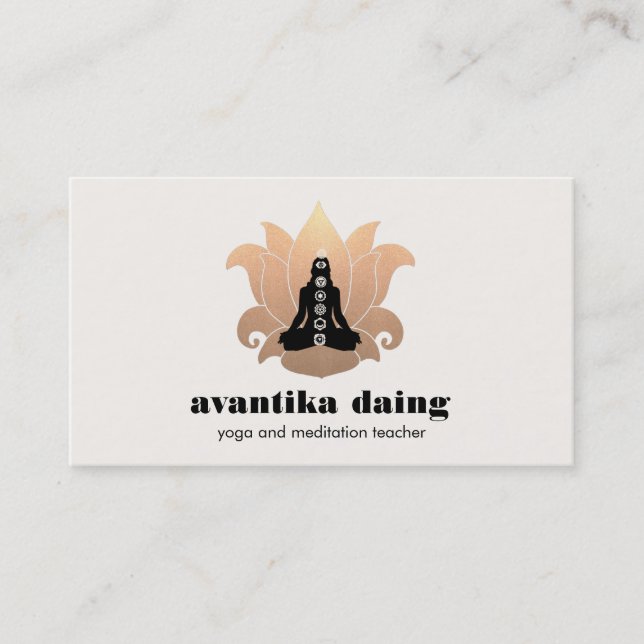 Carte De Visite Gold Lotus Yoga Méditation Pose Chakra (Devant)