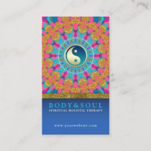 Carte De Visite Gold Love Yin-Yang Nouvel Âge Aqua Rose