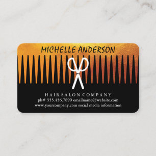 Carte De Visite Gold Luxe Comb Ciseaux Hair Styliste