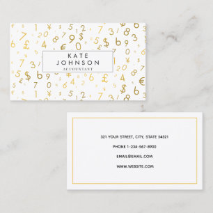 Carte De Visite Gold Luxury Numéro & Devise Symboles Comptable