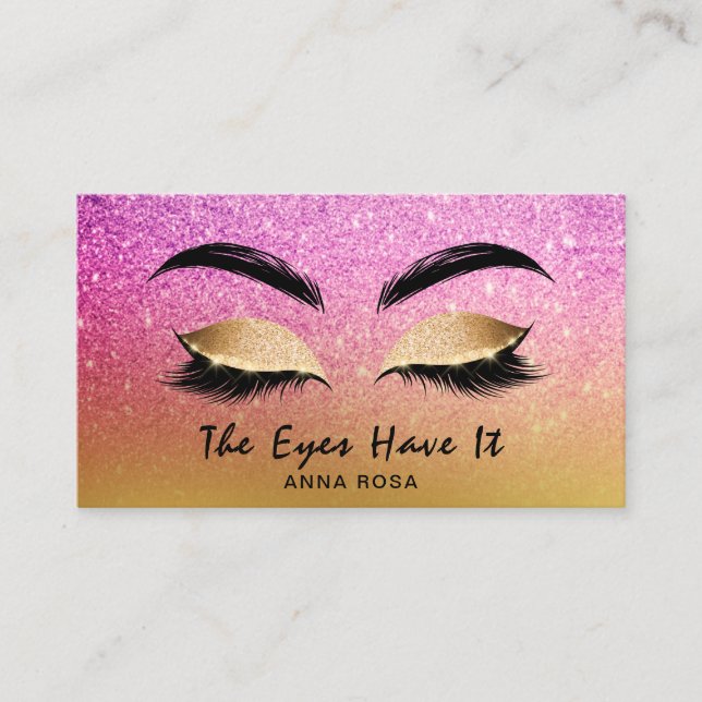 Carte De Visite *~* Gold Magenta Parties scintillant Lashes Extens (Devant)