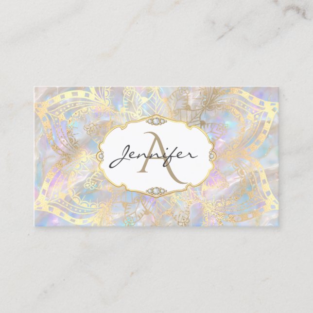 Carte De Visite Gold Mandala Iridescente Holographique Opal unique (Devant)