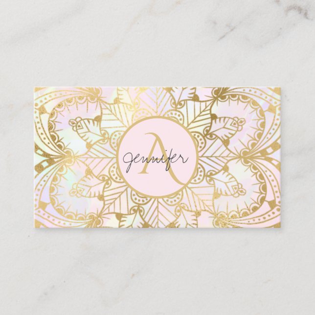Carte De Visite Gold Mandala Iridescente Holographique Yoga (Devant)