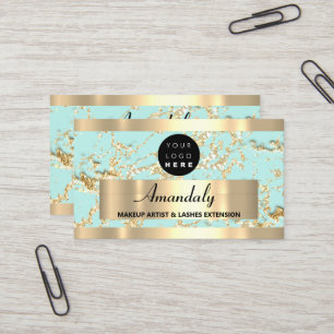 Carte De Visite Gold Marble Consulting Parties scintillant Aqua W