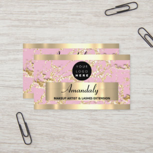 Carte De Visite  Gold Marble Consulting Parties scintillant Pink P