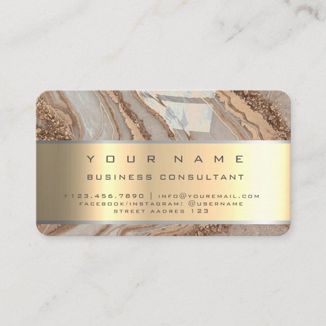 Carte De Visite Gold Marble Professional Business Consultant (Devant)