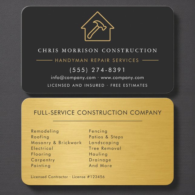 Carte De Visite Gold Metal Contractor & Construction (Créateur téléchargé)