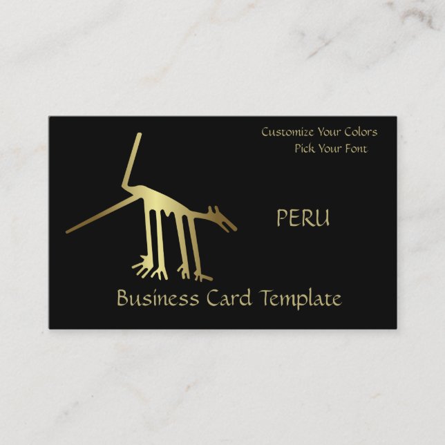Carte De Visite Gold Metallic Ancient Logo Pérou Lignes (Devant)