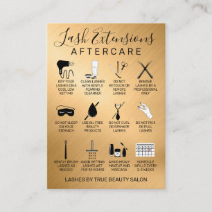 Carte De Visite Gold Metallic Lash extensions Aftercare Icon