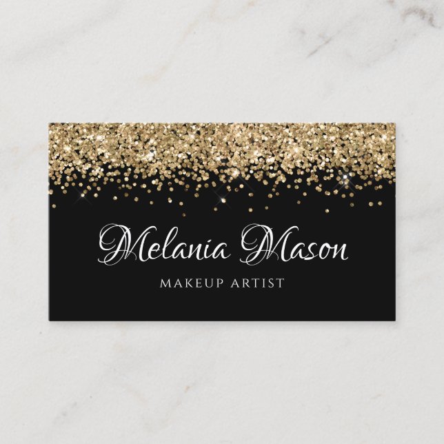 Carte De Visite Gold Modern Parties scintillant maquillage Artiste (Devant)